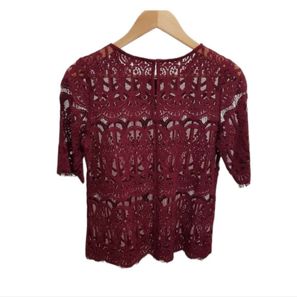 🎈BCBGeneration Burgundy Lace Top - Picture 3 of 5